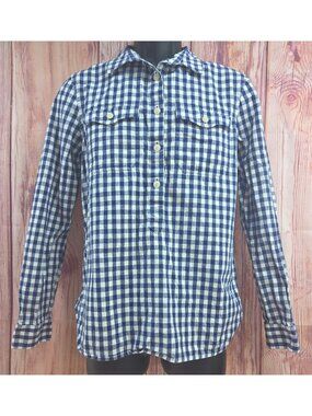 L.L. Bean Signature Womens Blue Gingham Shirt Medium